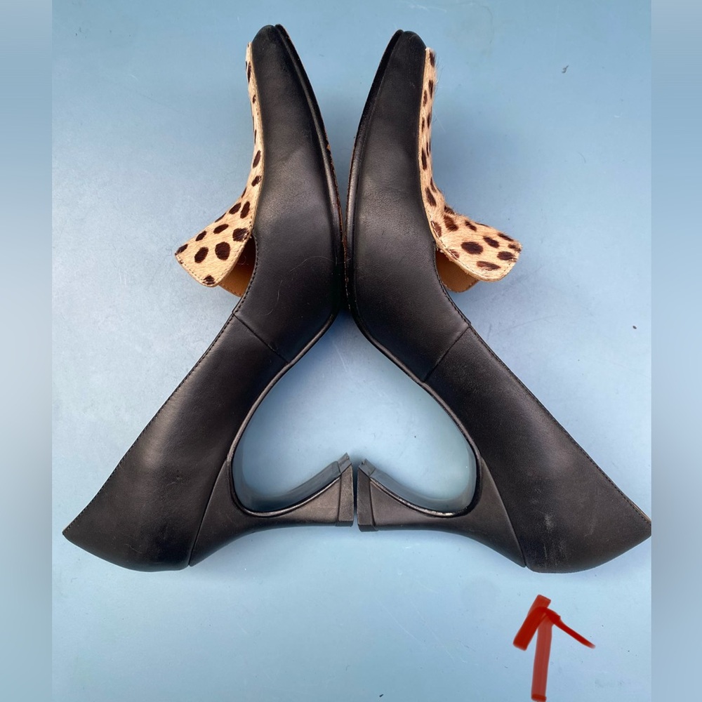 John Fluevog Big Presence Davis Leopard Black Textured Loafer Heel - US Size 7 - Picture 10 of 11